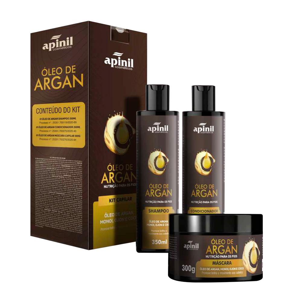 KIT CABELO OLEO ARGAN 3PÇS APINIL 5729