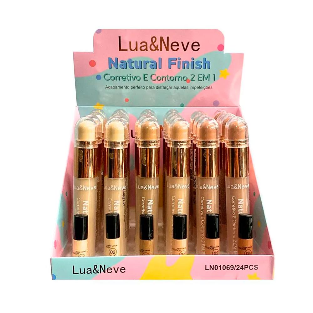 CORRETIVO E CONTORNO 2 EM 1 NATURAL FINISH 24UN LUA E NEVE LN01069