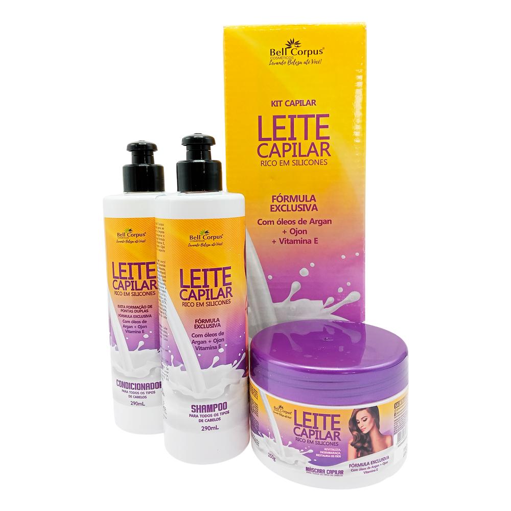 KIT CAPILAR LEITE RICO EM SILICONES BELLCORPUS