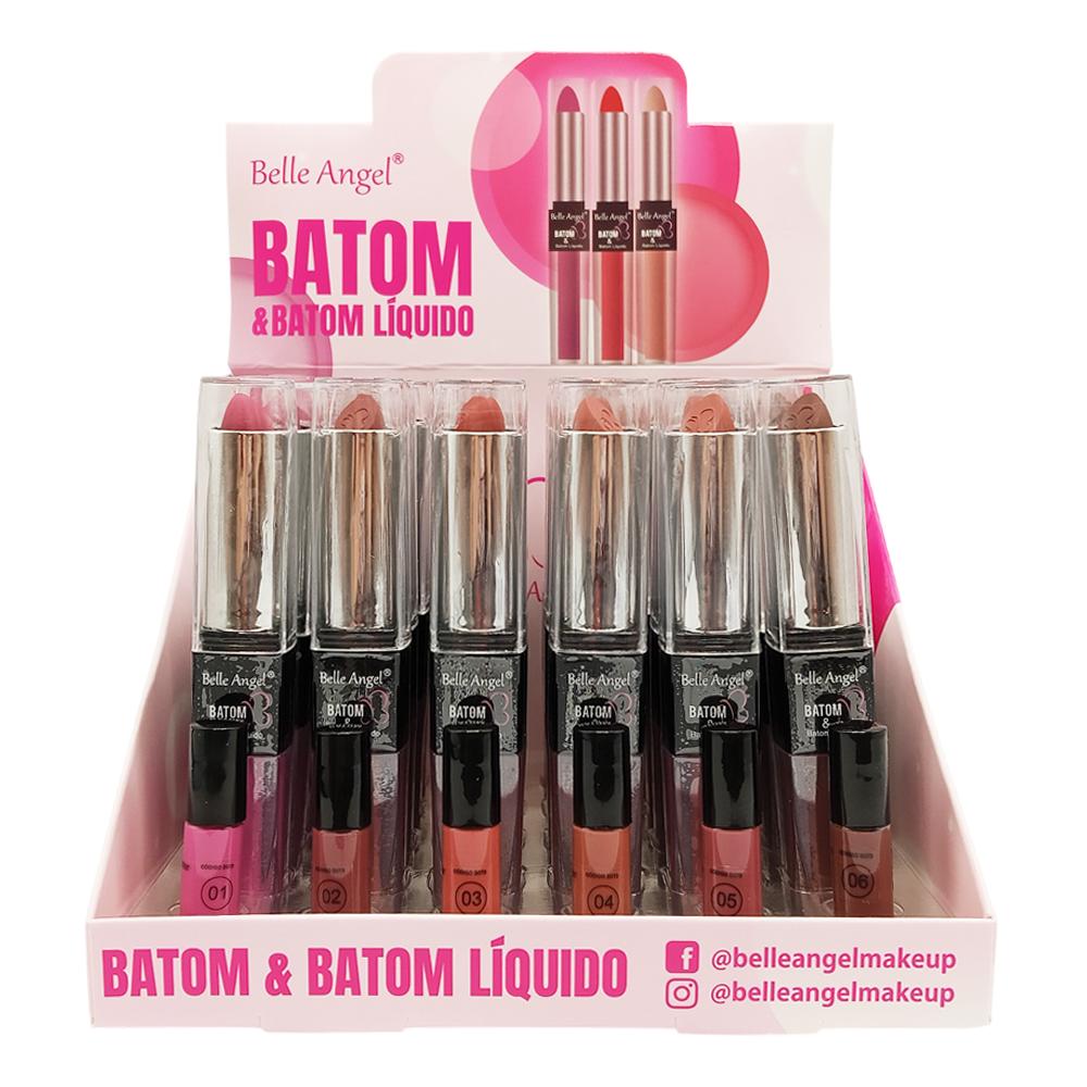BATOM EM BASTÃO E BATOM LÍQUIDO 24UN BELLE ANGEL B073 A
