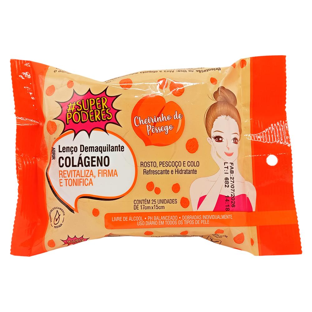 LENÇO DEMAQUILANTE COLÁGENO PÊSSEGO SUPERPODERES LDSP01