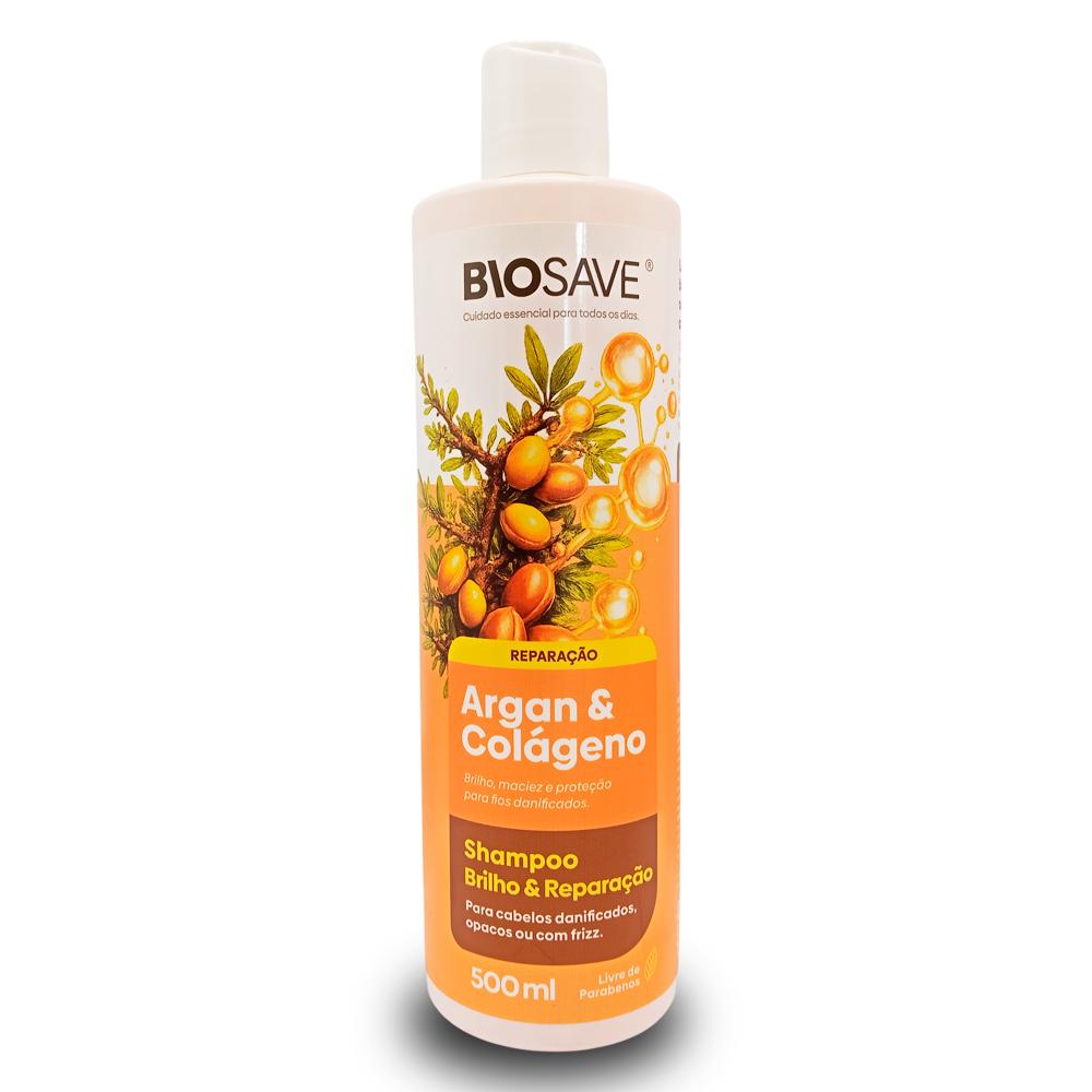 SHAMPOO BRILHO & REPARACAO ARGAN &COLAGENO 500ML BIOSAVE 01431