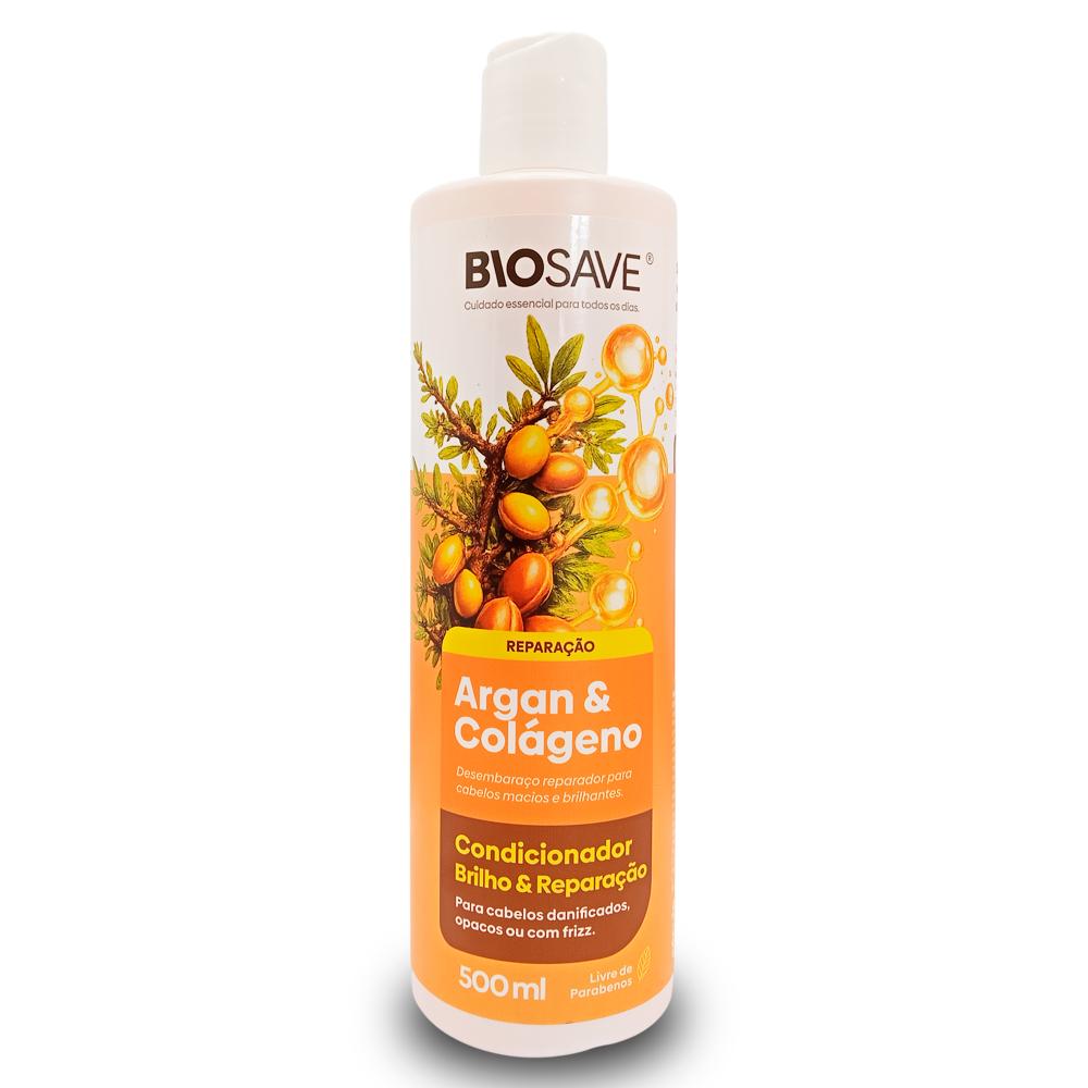 CONDICIONADOR BRILHO & REPARACAO ARGAN &COLAGENO 500ML BIOSAVE 01444