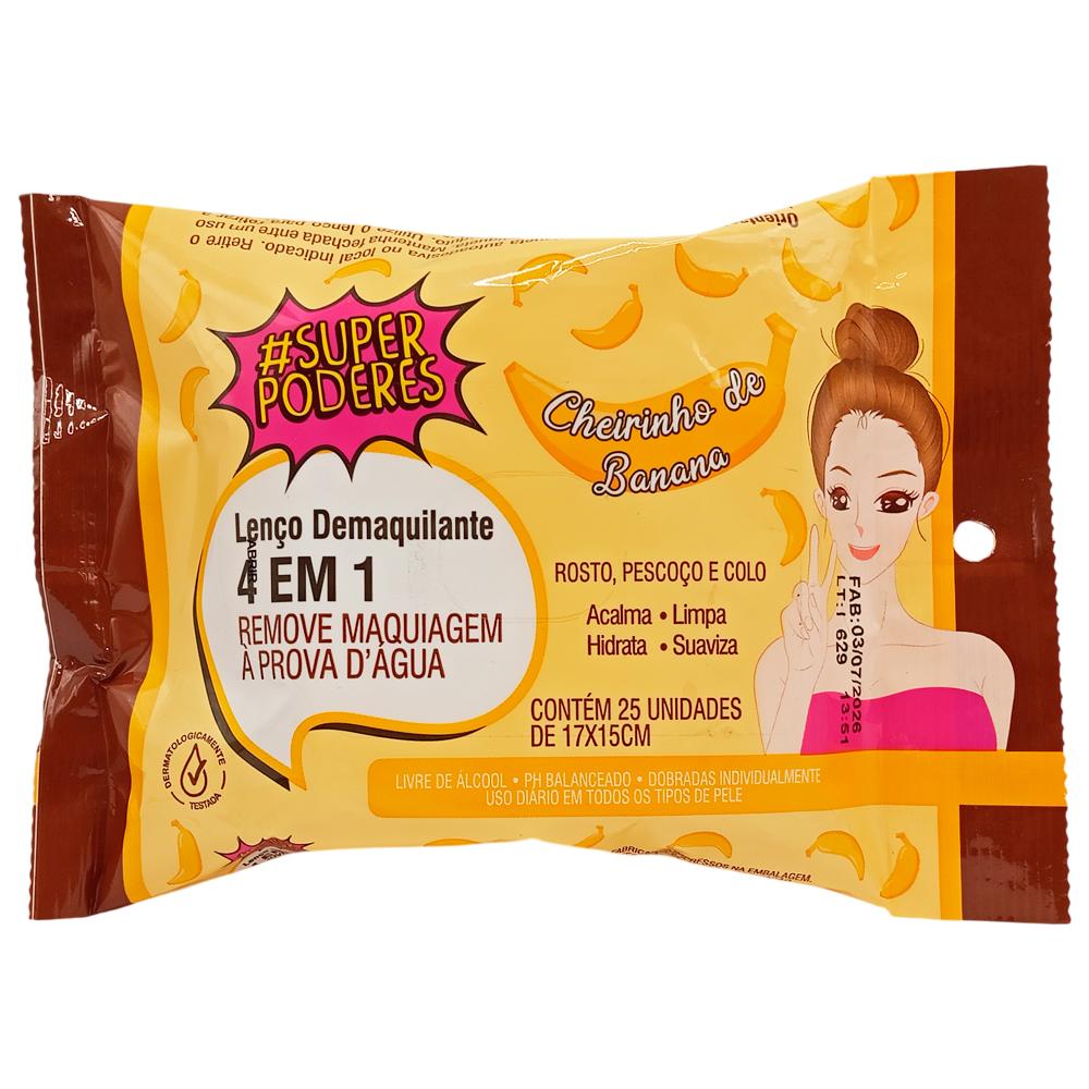 LENÇO DEMAQUILANTE 4 EM 1 BANANA SUPERPODERES LDSP06