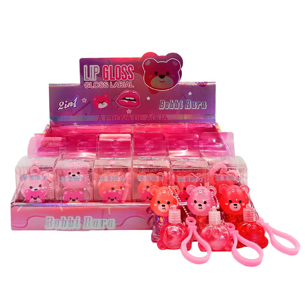 LIP GLOSS 2EM1 CHAVEIRO URSO 24UN BOBBI RARA BRB-116 177