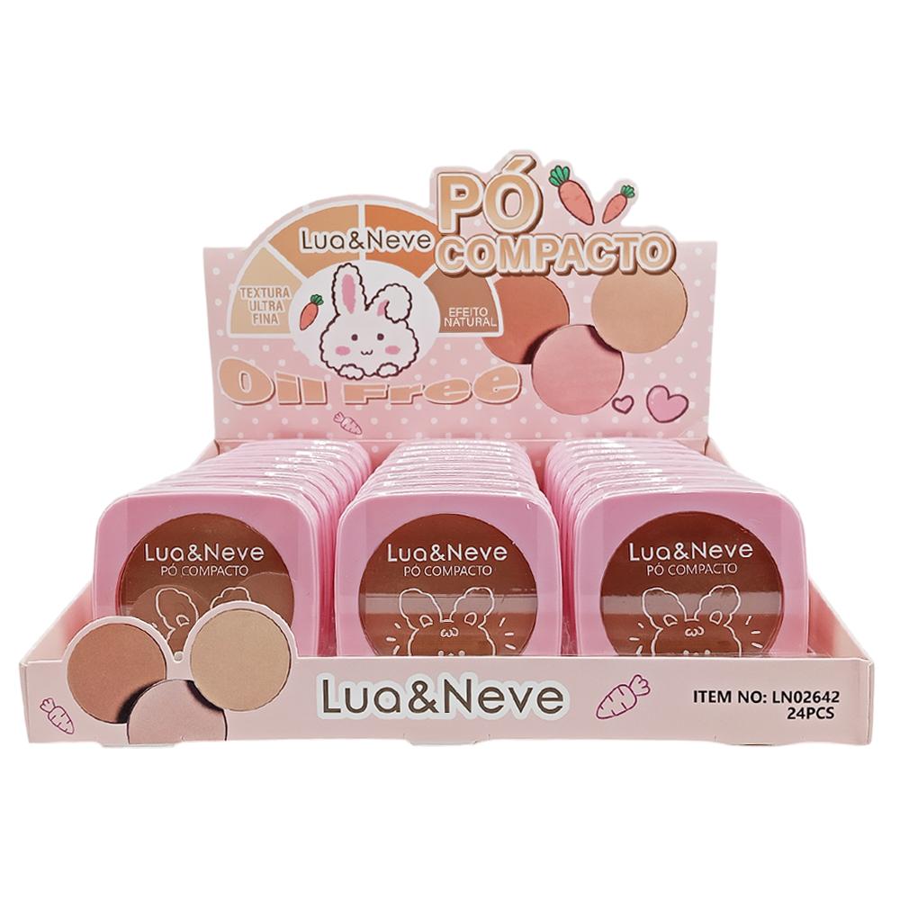 PO COMPACTO OIL FREE COM ESPONJA E ESPELHO 24UN LUAENEVE LN02642 B