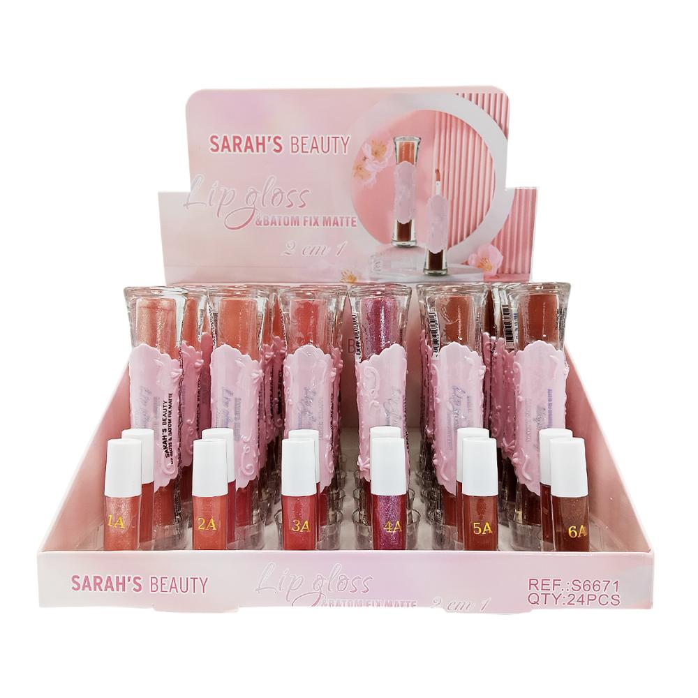 LIP GLOSS E BATOM FIX MATTE 24UN SARAHSBEAUTY S6671
