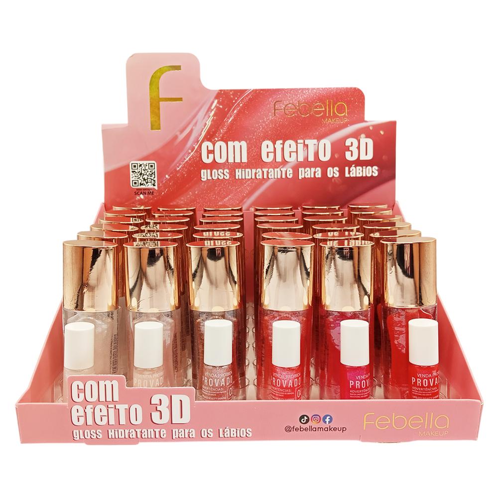 LIP GLOSS COM EFEITO 3D 36UN FEBELLA BM40137