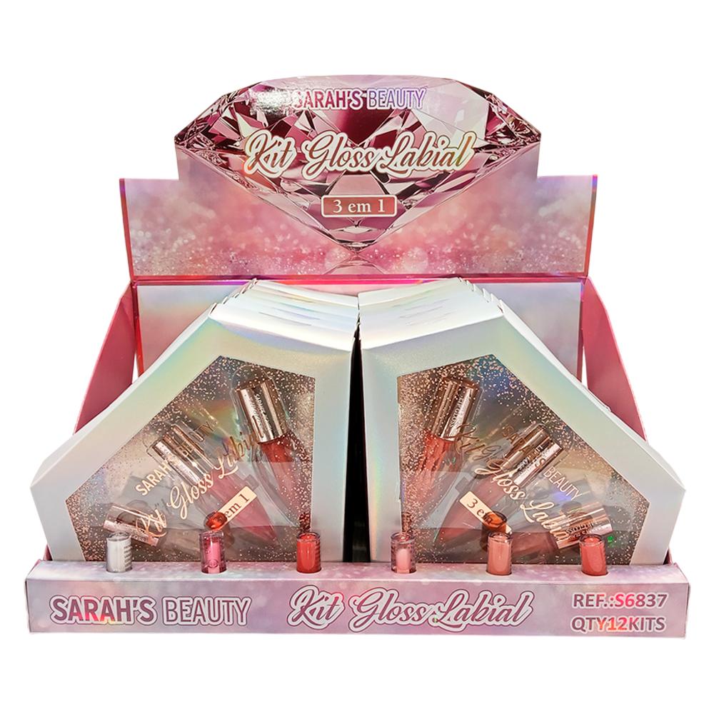 KIT GLOSS LABIAL 12UN SARAHSBEAUTY S6837