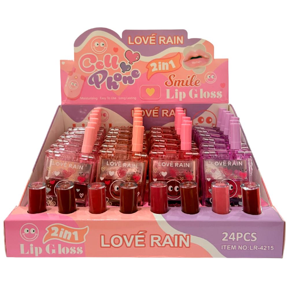 LIP GLOSS 2EM1 SMILE CELL PHONE 24UN LOVE RAIN LR-4215