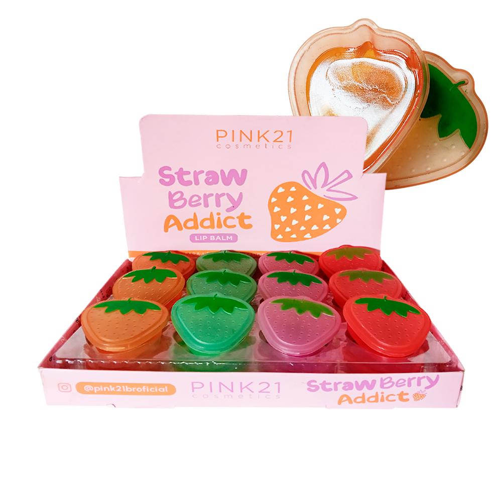 LIP BALM STRAW BERRY ADDICT 12UN PINK21 CS4895