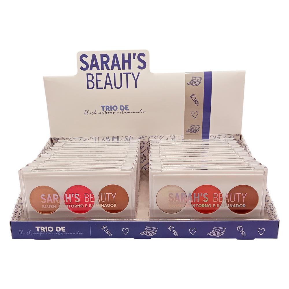 TRIO BLUSH CONTORNO E ILUMINADOR 16UN SARAH'S BEAUTY SRB029