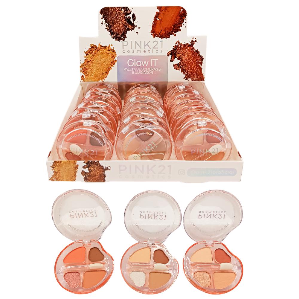 PALETA DE SOMBRAS GLOW IT 24UN PINK21 CS6389