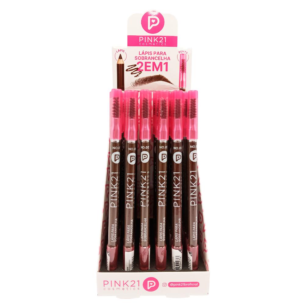 LÁPIS PARA SOBRANCELHAS 2 EM 1 48UN PINK21 CS6580