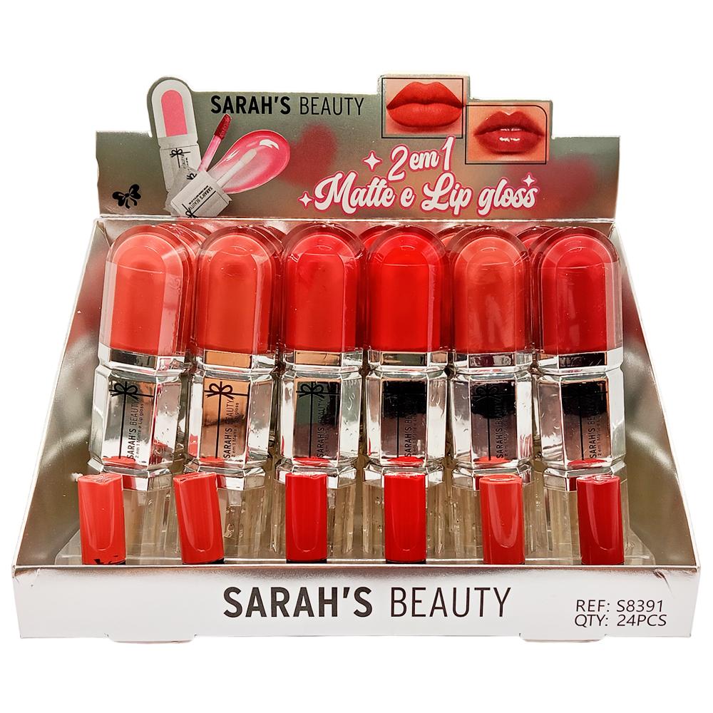 LIP GLOSS E BATTOM MATTE 2IN1 24UN SARAHSBEAUT S8391